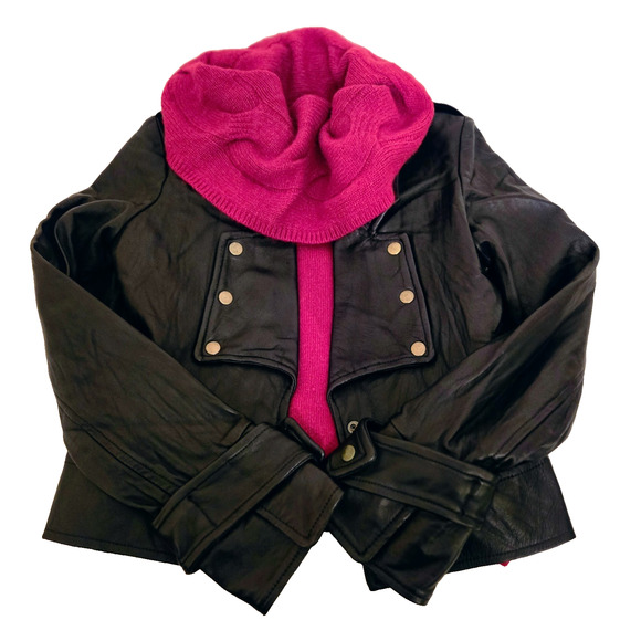 Mike & Chris Leather Jacket Women's Black Leather Bomber Jacket Small - Picture 13 of 16